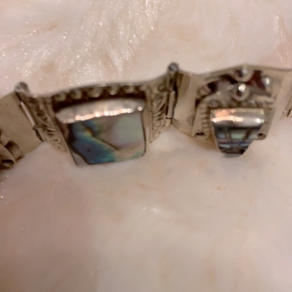 Vintage 925 Sterling Silver Bracelet-Made in Mexico-Abalone Shell - Picture 15 of 15